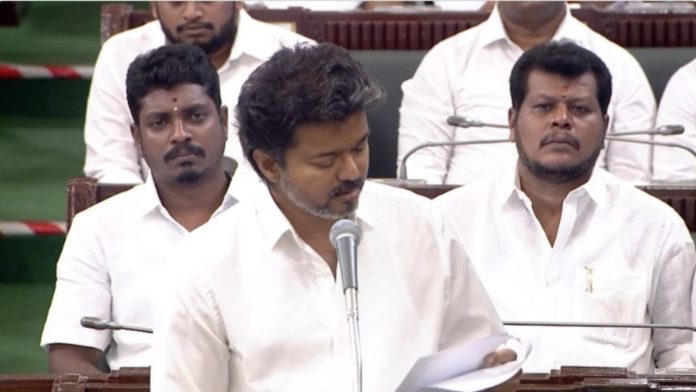 <blockquote>Tamil Nadu Assembly Session | Tamil Nadu CM C. Joseph Vijay moves a special resolution in the Assembly urging the Centre to freeze Lok Sabha strength at 543 seats.(Source: Tamil Nadu Assembly) <a href="https://t.co/ybccxDd5GP">pic.twitter.com/ybccxDd5GP</a>— ANI (@ANI) <a href="https://x.com/ANI/status/2087394442265399470?ref_src=twsrc%5Etfw">August 12, 2026</a></blockquote>